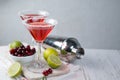 Cranberry and lime martini Royalty Free Stock Photo