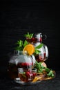 Cranberry and mint tea. Hot winter drinks. Royalty Free Stock Photo