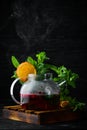 Cranberry and mint tea. Hot winter drinks. Royalty Free Stock Photo