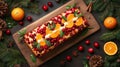 Cranberry Orange Loaf Cake with White Chocolate Drizzle Royalty Free Stock Photo