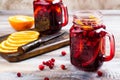 Cranberry and orange summer sangria with cranberry and oranges Royalty Free Stock Photo