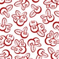 Cranberry pattern background set. Collection icon cranberry. Vector Royalty Free Stock Photo