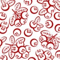 Cranberry pattern background set. Collection icon cranberry. Vector Royalty Free Stock Photo