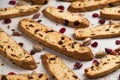 Cranberry pistachio biscotti close-up food background Royalty Free Stock Photo
