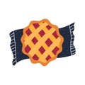 Cranberry pumpkin pie icon. Traditional dish for Thanksgiving dinner