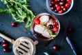 Cranberry and rosemary cocktail