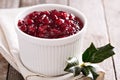 Cranberry sauce in ceramic ramekin