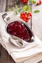 Cranberry sauce in a metal dish