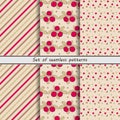 Cranberry, a set of seamless patterns Royalty Free Stock Photo