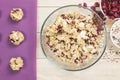 Cranberry and white chocolate cookies dough in bowl Royalty Free Stock Photo