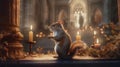 Cranberrycore Squirrel In Medieval Cathedral: A Photorealistic Fantasy