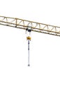 Crane arm with metal cables and crane hooks