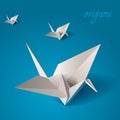 Crane bird origami vector