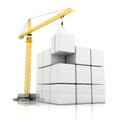 Crane and blank cubes with room for graphics