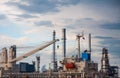 Crane on Boat at Oil refinery factory in Thailand