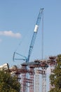 Crane and bridge construction site Royalty Free Stock Photo