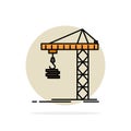 Crane, Building, Construction, Constructing, Tower Abstract Circle Background Flat color Icon Royalty Free Stock Photo