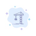 Crane, Building, Construction, Constructing, Tower Blue Icon on Abstract Cloud Background Royalty Free Stock Photo