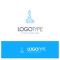 Crane, Building, Construction, Harbor, Hook Blue outLine Logo with place for tagline Royalty Free Stock Photo