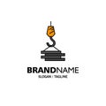 Crane, Building, Construction, Harbor, Hook Business Logo Template. Flat Color Royalty Free Stock Photo