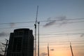 Crane and building construction site against blue sky Royalty Free Stock Photo