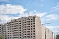 Crane building construction site blue cloudy sky background Royalty Free Stock Photo