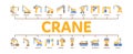 Crane Building Machine Minimal Infographic Banner Vector