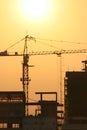 Crane building at sunset, Thailand.