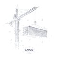 Abstract illustration of crane and cargo container