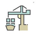 Crane and cargo ship icon