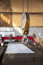 Crane clevis sling hook in an industrial factory. Royalty Free Stock Photo