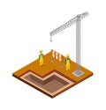 Crane constructer barrier icon. Isometric design. Vector graphic Royalty Free Stock Photo