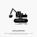 Crane, Construction, Lift, Truck solid Glyph Icon vector