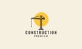 Crane construction lines with sunset logo vector symbol icon design illustration Royalty Free Stock Photo