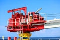 Crane construction on Oil and Rig platform for support heavy cargo, Transfer cargo or basket on work site, Heavy industry