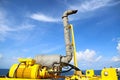 Crane construction on Oil and Rig platform for support heavy cargo, Transfer cargo or basket on work site, Heavy industry