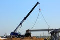 Crane on the construction of overpass Royalty Free Stock Photo