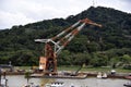 Crane on the construction side in Gamboa, Panama Canal. Royalty Free Stock Photo