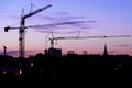 Crane on a construction site at night at night