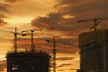 Construction site under sunset Royalty Free Stock Photo