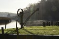 Crane on Cotehele Quay, River Tamar Royalty Free Stock Photo