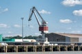 Crane dock on the Garonne river in Bordeaux city Royalty Free Stock Photo