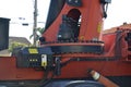 Crane gear on truck for use in civil construction in zoom, brazil, south america