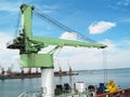 Crane green on the ship.Port in Odessa. Ukraine