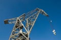 Crane in Hamburg Harbor and blue sky