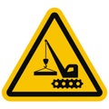 Crane, handling of loads, black vector icon, yellow background