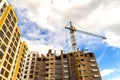 Crane and high rise building under construction against blue sky Royalty Free Stock Photo