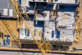 Crane and highrise construction site. aerial View Royalty Free Stock Photo