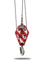 Crane hoist and hook with wire rope sling isolate on white background