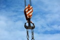 Crane hook with blue sky background Royalty Free Stock Photo
